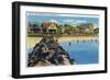 Keansburg, New Jersey - View of the Beach from Breakwater, c.1937-Lantern Press-Framed Art Print