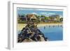 Keansburg, New Jersey - View of the Beach from Breakwater, c.1937-Lantern Press-Framed Art Print