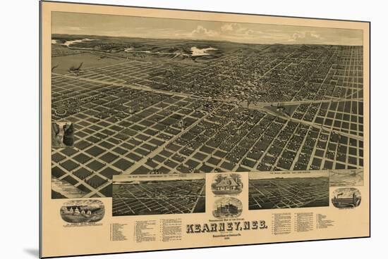 Kearney, Nebraska - Panoramic Map-Lantern Press-Mounted Premium Giclee Print