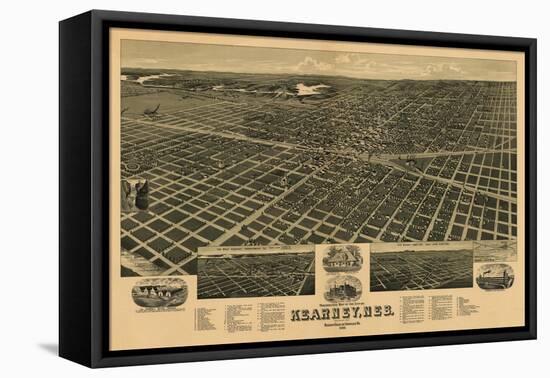 Kearney, Nebraska - Panoramic Map-Lantern Press-Framed Stretched Canvas