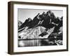 "Kearsarge Pinnacles," Partially Snow-Covered Rocky Formations Along the Edge of the River-Ansel Adams-Framed Premium Photographic Print