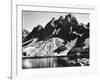 "Kearsarge Pinnacles," Partially Snow-Covered Rocky Formations Along the Edge of the River-Ansel Adams-Framed Premium Photographic Print