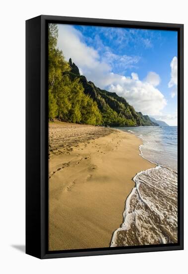 Kee Beach on the Napali Coast, Kauai, Hawaii, United States of America, Pacific-Michael Runkel-Framed Stretched Canvas