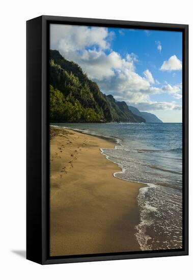 Kee Beach on the Napali Coast, Kauai, Hawaii, United States of America, Pacific-Michael Runkel-Framed Stretched Canvas