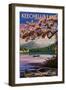 Keechelus Lake, Washington - Lake Scene at Dusk-Lantern Press-Framed Art Print