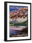 Keechelus Lake, Washington - Lake Scene at Dusk-Lantern Press-Framed Art Print