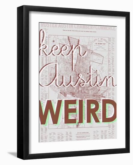 Keep Austin Weird - 1939, Austin Chamber of Commerce, Texas, United States Map-null-Framed Giclee Print