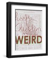 Keep Austin Weird - 1939, Austin Chamber of Commerce, Texas, United States Map-null-Framed Premium Giclee Print