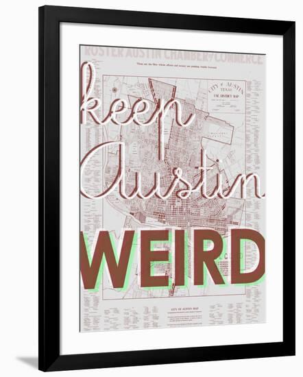 Keep Austin Weird - 1939, Austin Chamber of Commerce, Texas, United States Map-null-Framed Giclee Print