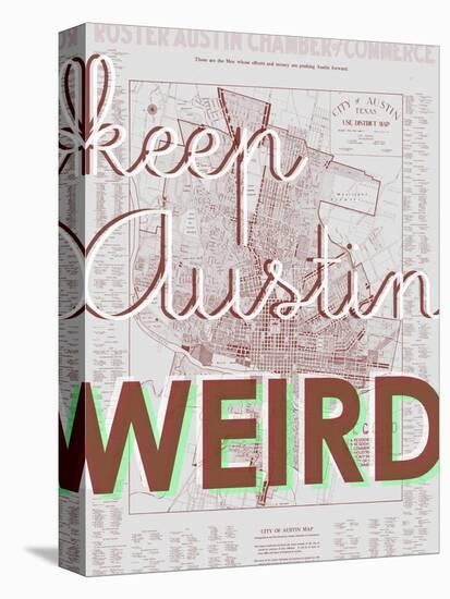 Keep Austin Weird - 1939, Austin Chamber of Commerce, Texas, United States Map-null-Stretched Canvas