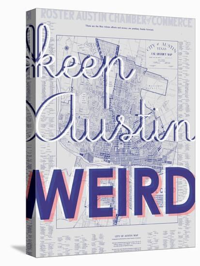 Keep Austin Weird - 1939, Austin Chamber of Commerce, Texas, United States Map-null-Stretched Canvas