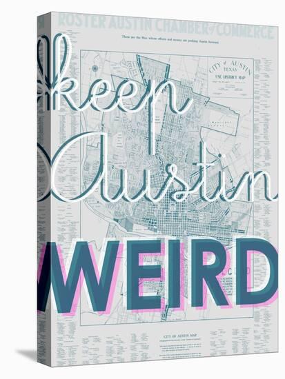 Keep Austin Weird - 1939, Austin Chamber of Commerce, Texas, United States Map-null-Stretched Canvas
