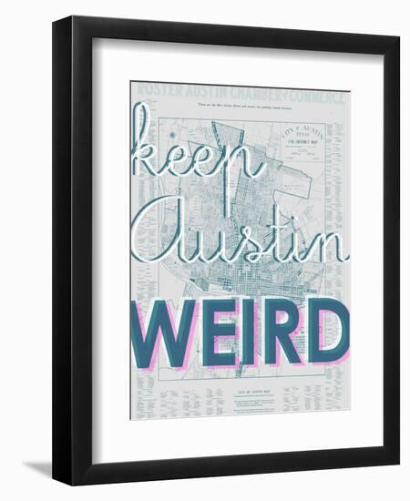 Keep Austin Weird - 1939, Austin Chamber of Commerce, Texas, United States Map-null-Framed Premium Giclee Print