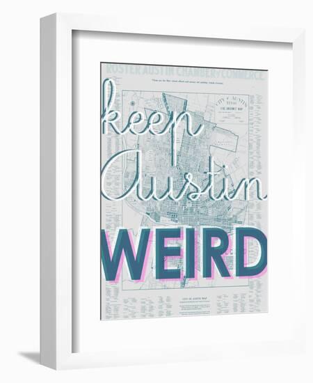 Keep Austin Weird - 1939, Austin Chamber of Commerce, Texas, United States Map-null-Framed Premium Giclee Print