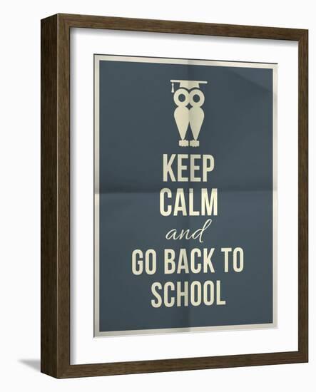 Keep Calm and Back to School Design Typographic Quote with Owl-ONiONAstudio-Framed Art Print