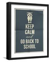 Keep Calm and Back to School Design Typographic Quote with Owl-ONiONAstudio-Framed Art Print