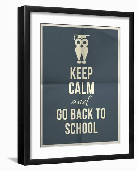 Keep Calm and Back to School Design Typographic Quote with Owl-ONiONAstudio-Framed Art Print