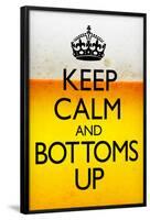 Keep Calm and Bottoms Up Humor Poster-null-Framed Poster