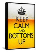 Keep Calm and Bottoms Up Humor-null-Framed Stretched Canvas