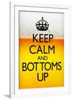 Keep Calm and Bottoms Up Humor-null-Framed Art Print