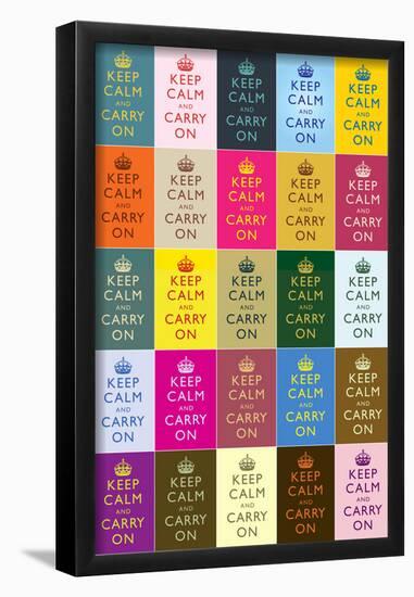 Keep Calm and Carry On Colorful Collage-null-Framed Poster