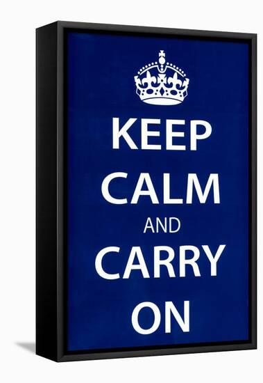 Keep Calm and Carry On, Dark Blue-null-Framed Stretched Canvas