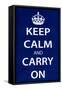 Keep Calm and Carry On, Dark Blue-null-Framed Stretched Canvas