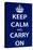 Keep Calm and Carry On, Dark Blue-null-Stretched Canvas