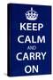 Keep Calm and Carry On, Dark Blue-null-Stretched Canvas