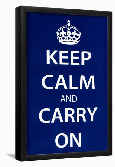 Keep Calm and Carry On, Dark Blue-null-Framed Poster