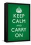 Keep Calm and Carry On, Faded Green-null-Framed Stretched Canvas