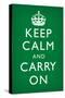 Keep Calm and Carry On, Faded Green-null-Stretched Canvas