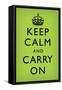 Keep Calm and Carry On, Faded Medium Green-null-Framed Stretched Canvas
