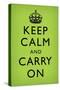 Keep Calm and Carry On, Faded Medium Green-null-Stretched Canvas