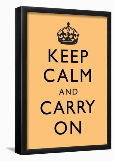 Keep Calm and Carry On (Motivational, Beige) Art Poster Print-null-Framed Poster