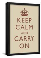 Keep Calm and Carry On Motivational Beige Art Print Poster-null-Framed Poster