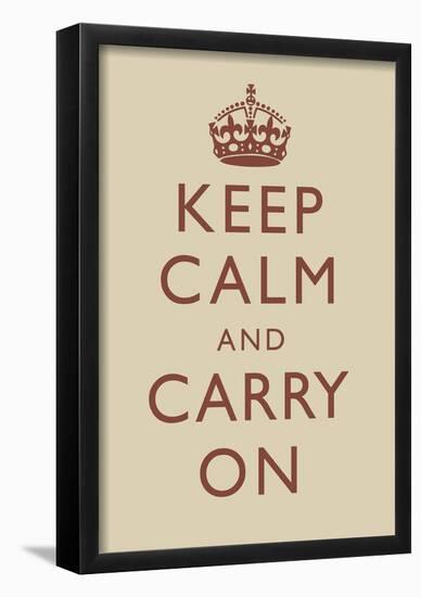 Keep Calm and Carry On Motivational Beige Art Print Poster-null-Framed Poster