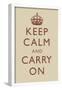 Keep Calm and Carry On Motivational Beige Art Print Poster-null-Framed Poster