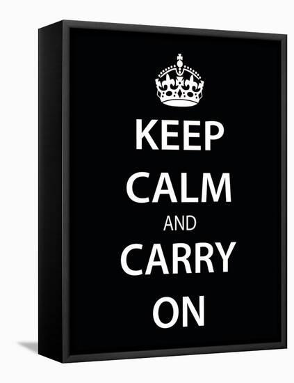 Keep Calm and Carry On (Motivational, Black) Art Poster Print-null-Framed Stretched Canvas