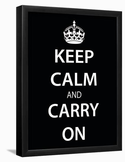 Keep Calm and Carry On (Motivational, Black) Art Poster Print-null-Framed Poster