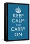 Keep Calm and Carry On Motivational Blue Pattern Art Print Poster-null-Framed Stretched Canvas