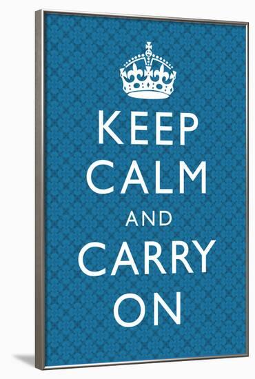 Keep Calm and Carry On Motivational Blue Pattern Art Print Poster-null-Framed Poster