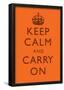 Keep Calm and Carry On Motivational Bright Orange Art Print Poster-null-Framed Poster