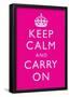 Keep Calm and Carry On Motivational Bright Pink Art Print Poster-null-Framed Poster