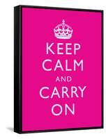 Keep Calm and Carry On Motivational Bright Pink Art Print Poster-null-Framed Stretched Canvas