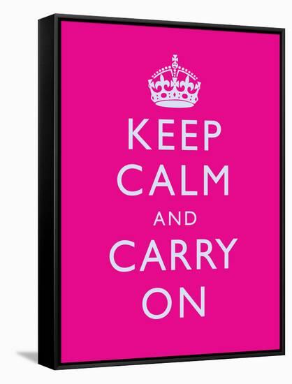 Keep Calm and Carry On Motivational Bright Pink Art Print Poster-null-Framed Stretched Canvas