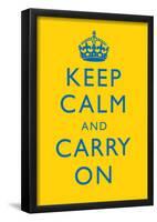 Keep Calm and Carry On Motivational Bright Yellow Art Print Poster-null-Framed Poster