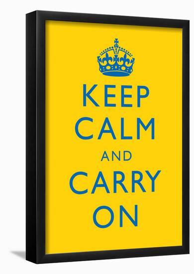 Keep Calm and Carry On Motivational Bright Yellow Art Print Poster-null-Framed Poster