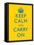 Keep Calm and Carry on Motivational Bright Yellow Art Print Poster-null-Framed Stretched Canvas