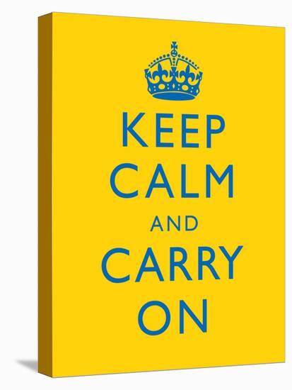 Keep Calm and Carry on Motivational Bright Yellow Art Print Poster-null-Stretched Canvas